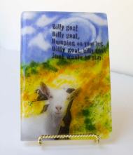 Billy Goat, Billy Goat fused glass art by Stacey Dennick