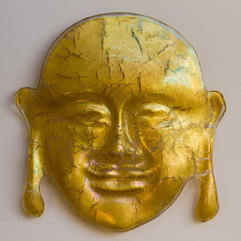 Gold Buddha Mask by Leland Dennick, glass artist